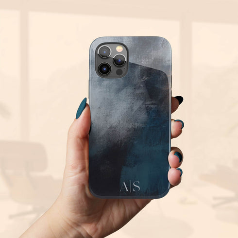 Dark Abstract Oil Paint Custom Initials iPhone Case